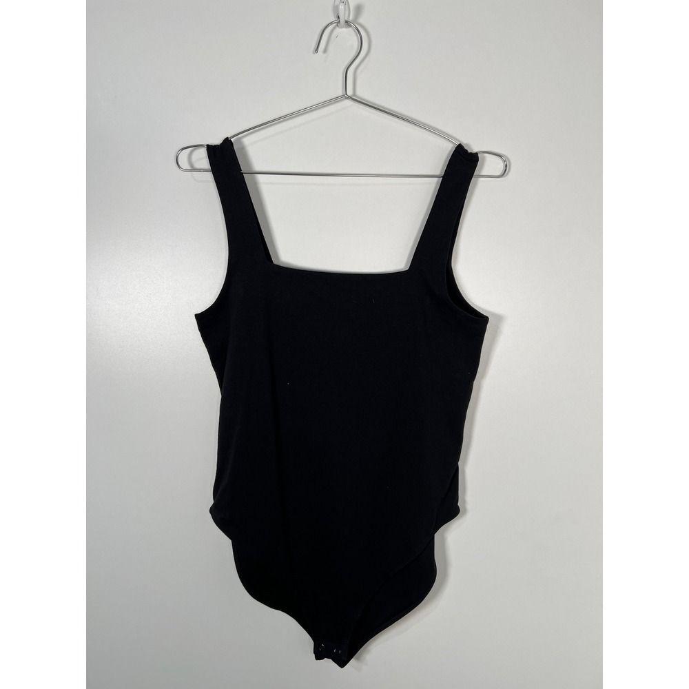 Old Navy‎ Black Square Neck Sleeveless Bodysuit Snap Closure Minimalist Large